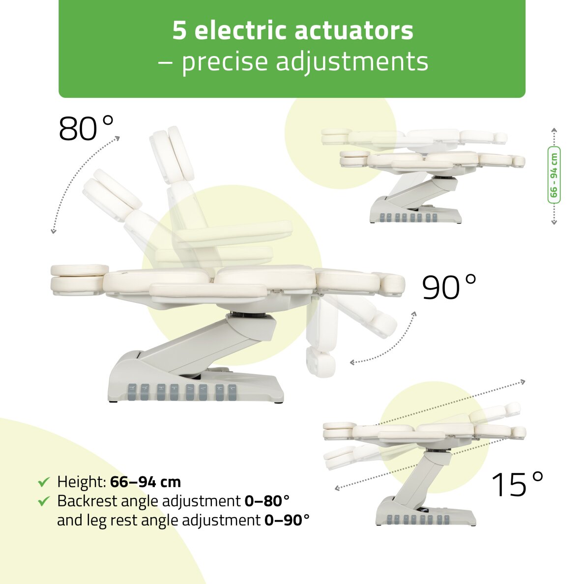 Электрическое косметологическое кресло Luxoria PRO 5 White 5