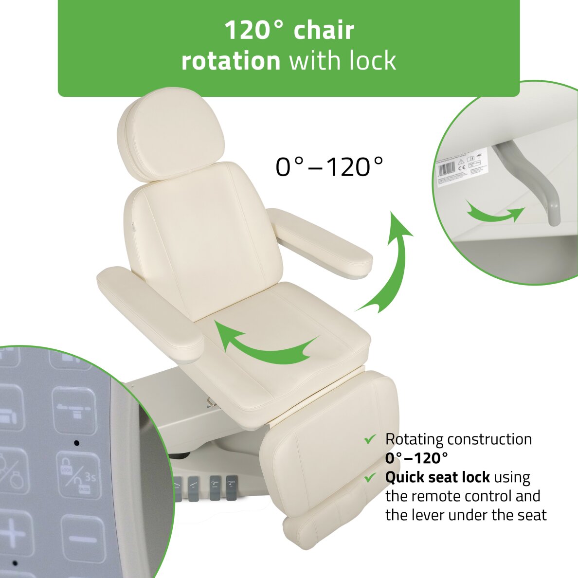 Электрическое косметологическое кресло Luxoria PRO 5 White 6