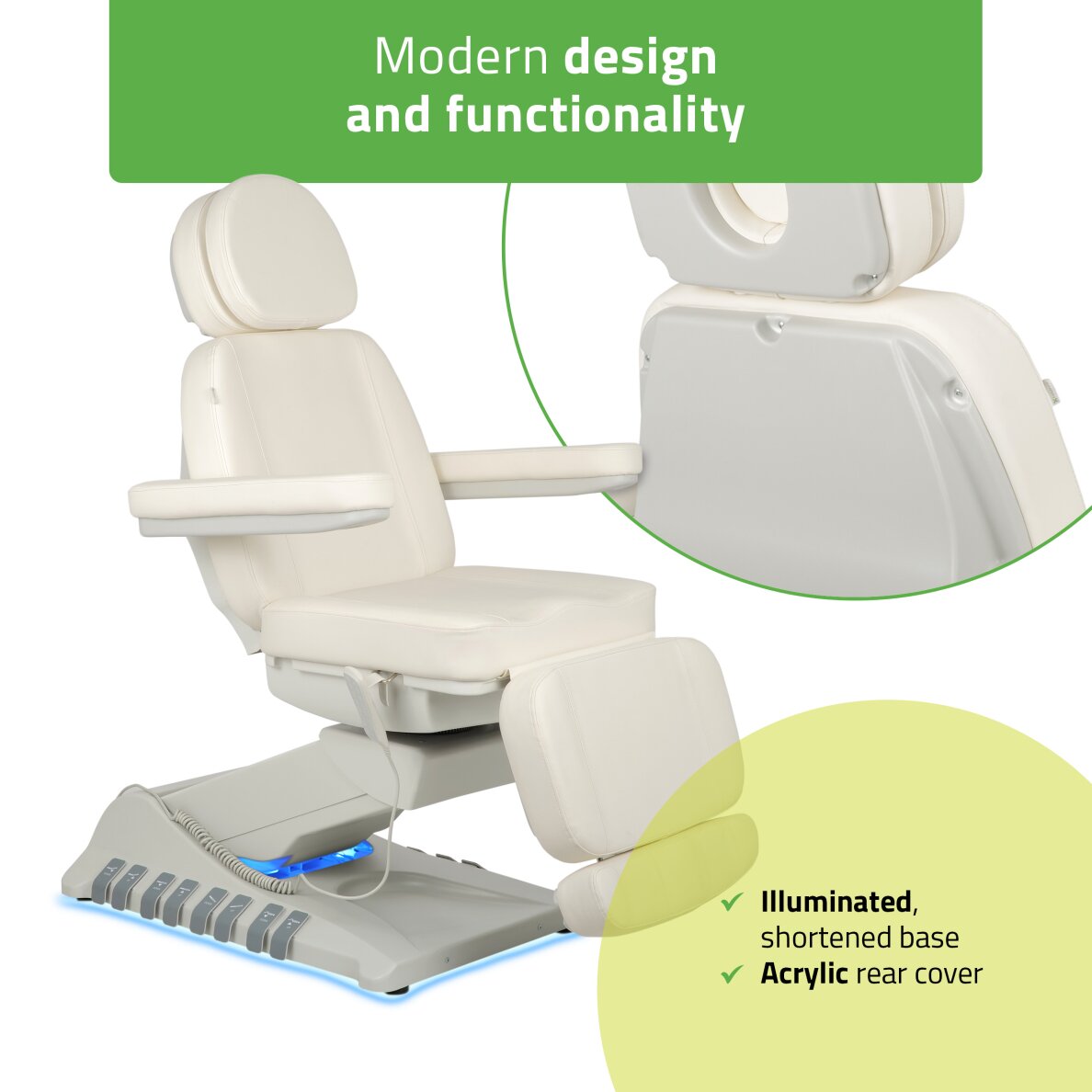 Электрическое косметологическое кресло Luxoria PRO 5 White 9 Электрическое косметологическое кресло Luxoria PRO 5 White 9