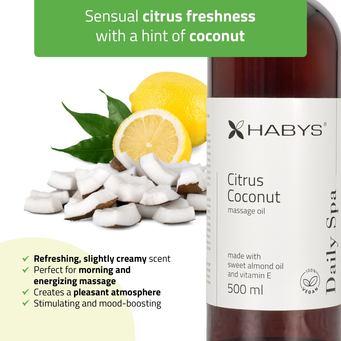 Sitrus- ja kookoshierontaöljy, 500 ml 4
