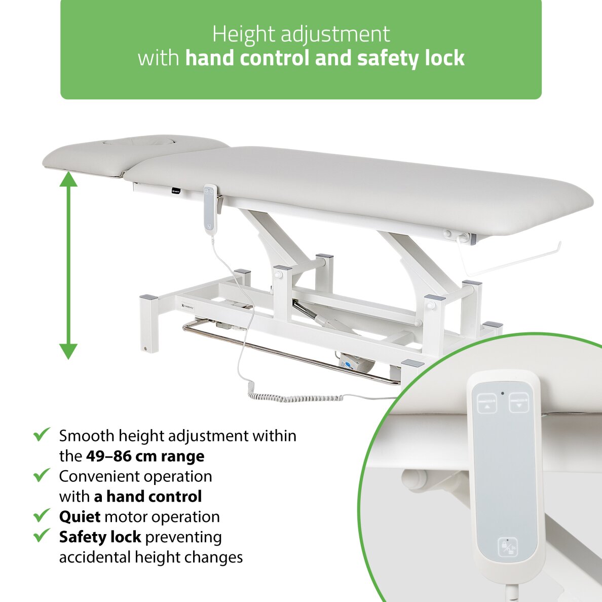 Elektrinis masažo procedūrų stalas Fortis 2 ERGO light grey 9