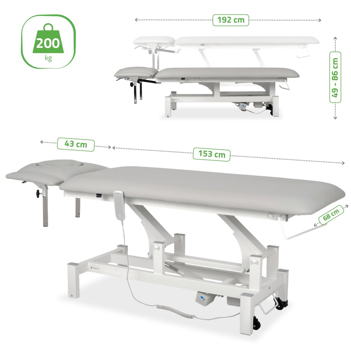 Elektrinis masažo stalas Fortis 4 ERGO light grey 7