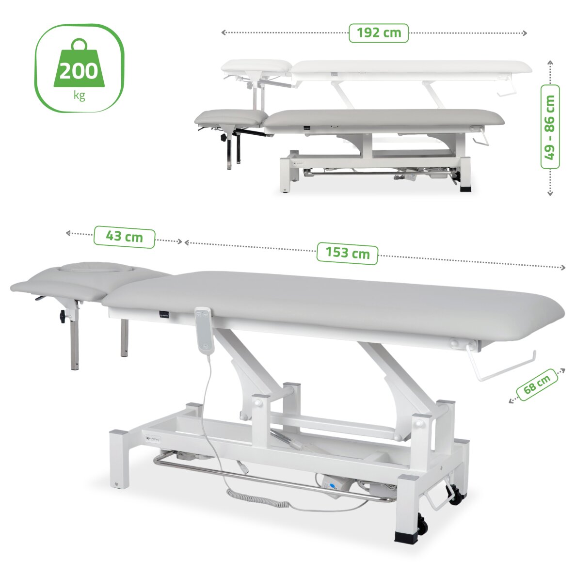 Elektrinis masažo procedūrų stalas Fortis 4 ERGO light grey 7 Elektrinis masažo procedūrų stalas Fortis 4 ERGO light grey 7