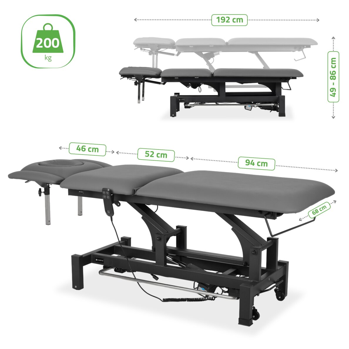 Elektrinis masažo procedūrų stalas Fortis 5 ERGO Grey 9