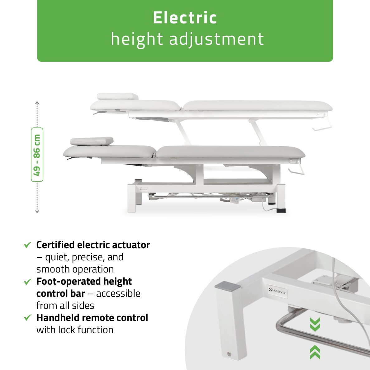 Kiinteä sähköinen hierontapöytä Fortis 2 PRO K722 vaaleanharmaa 2
