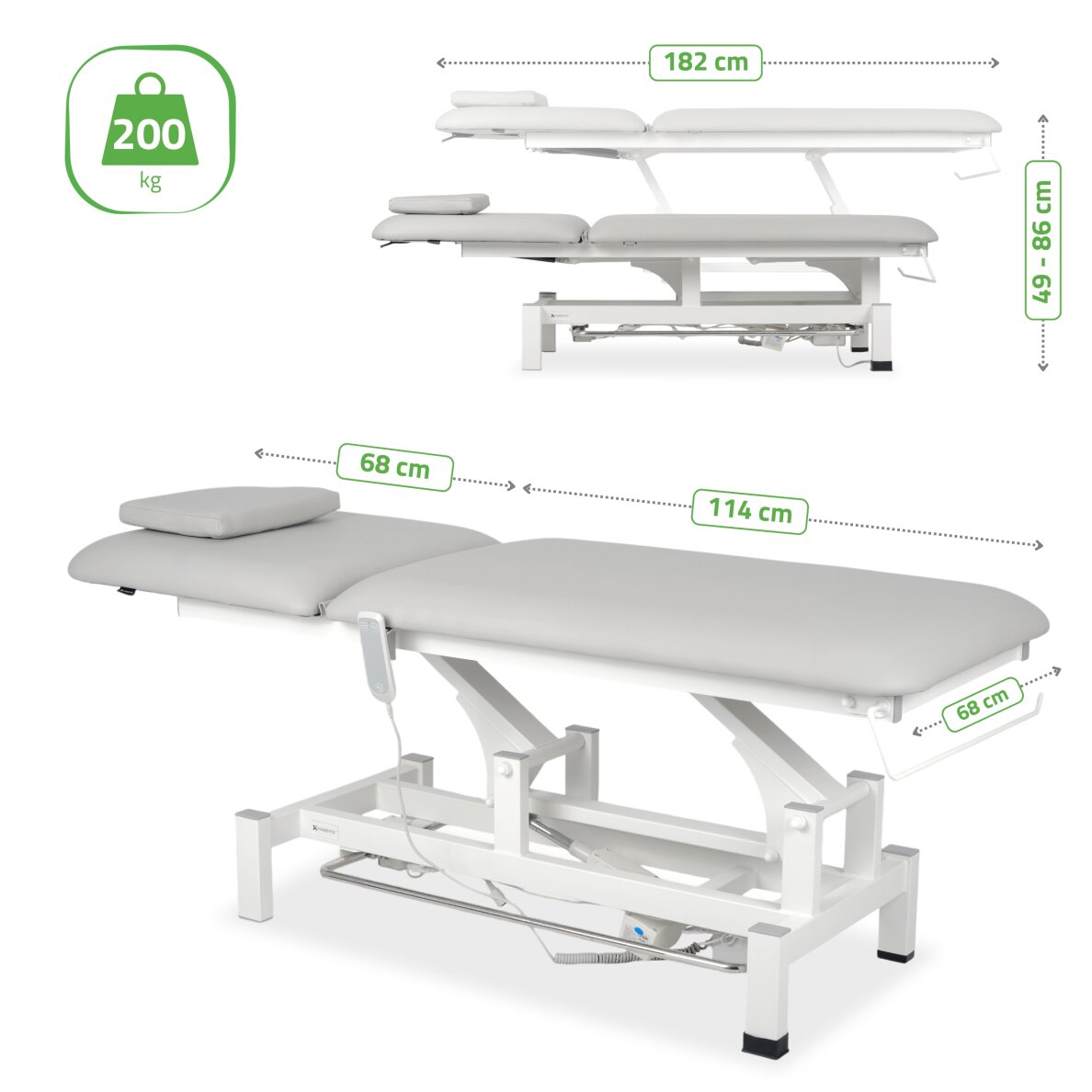 Kiinteä sähköinen hierontapöytä Fortis 2 PRO K722 vaaleanharmaa 6