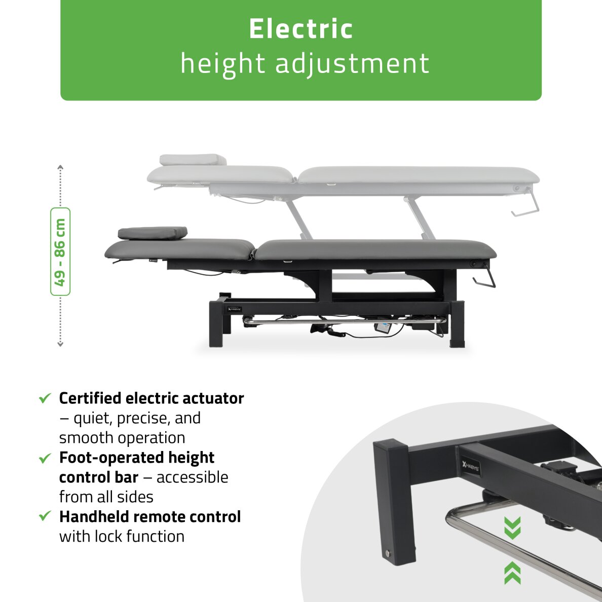 Стационарный электрический массажный стол Fortis 2 PRO K722 Gray 2