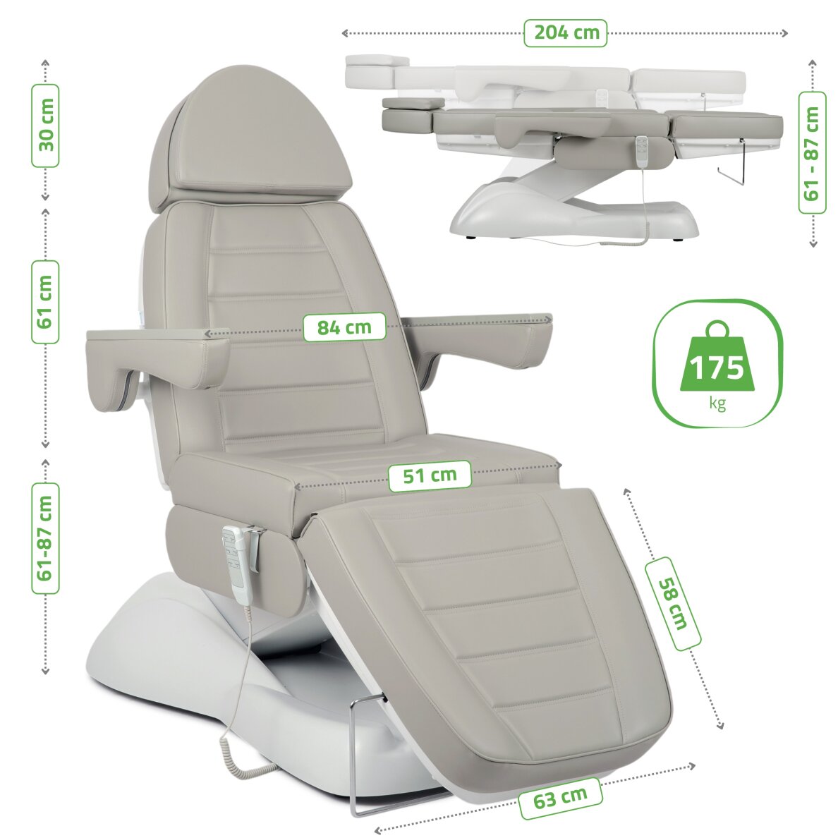 Sähköinen kosmetologituoli Leo PRO 4Harmaa 10 Sähköinen kosmetologituoli Leo PRO 4Harmaa 10