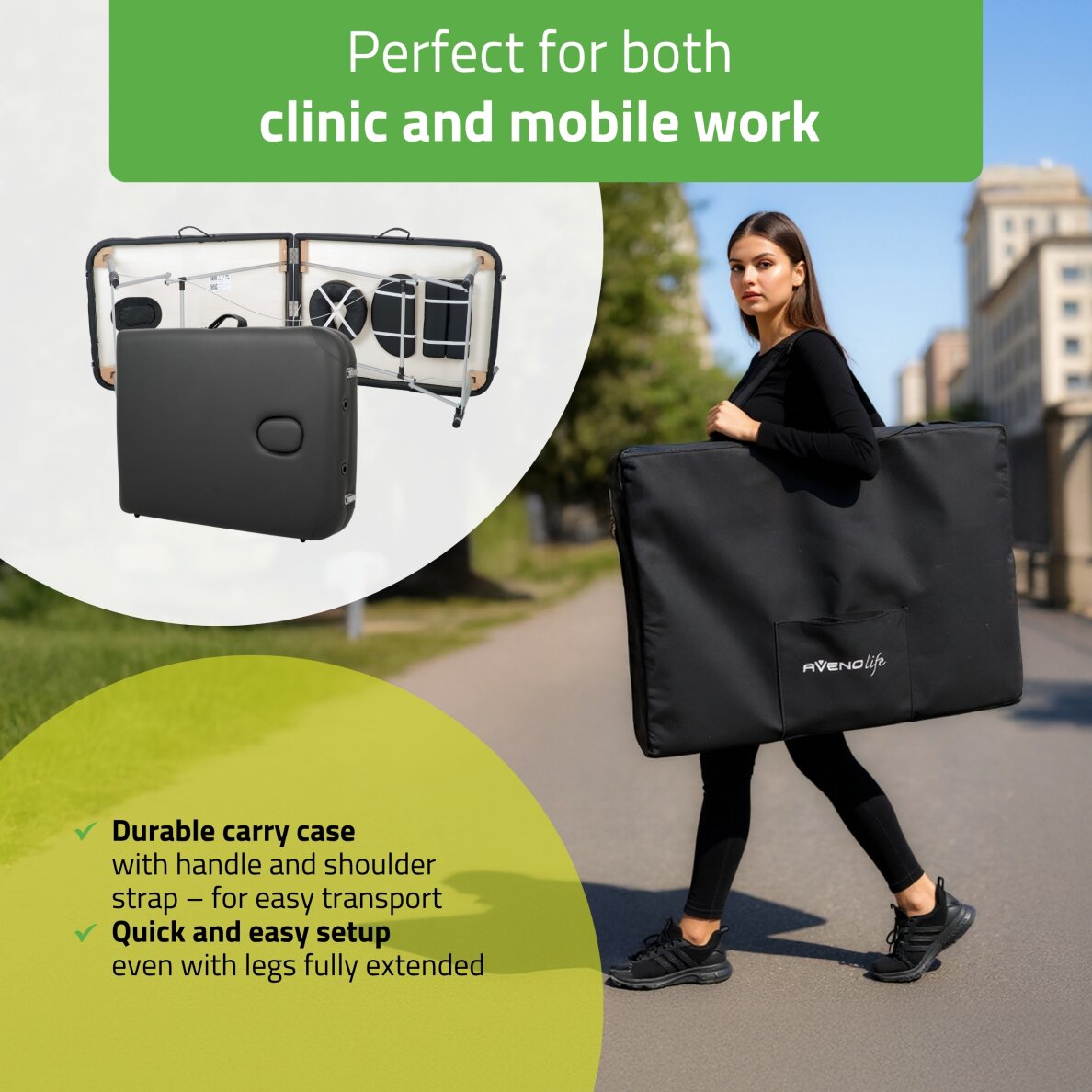 Klappbarer, tragbarer Massagetisch Nadia 70 Comfy K515 Schwarz 3 Klappbarer, tragbarer Massagetisch Nadia 70 Comfy K515 Schwarz 3