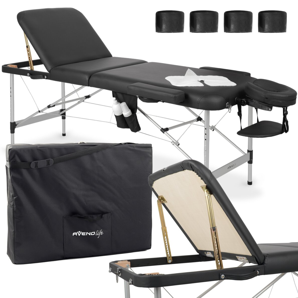 Klappbarer, tragbarer Massagetisch Adele 70 Comfy K515 Schwarz Klappbarer, tragbarer Massagetisch Adele 70 Comfy K515 Schwarz