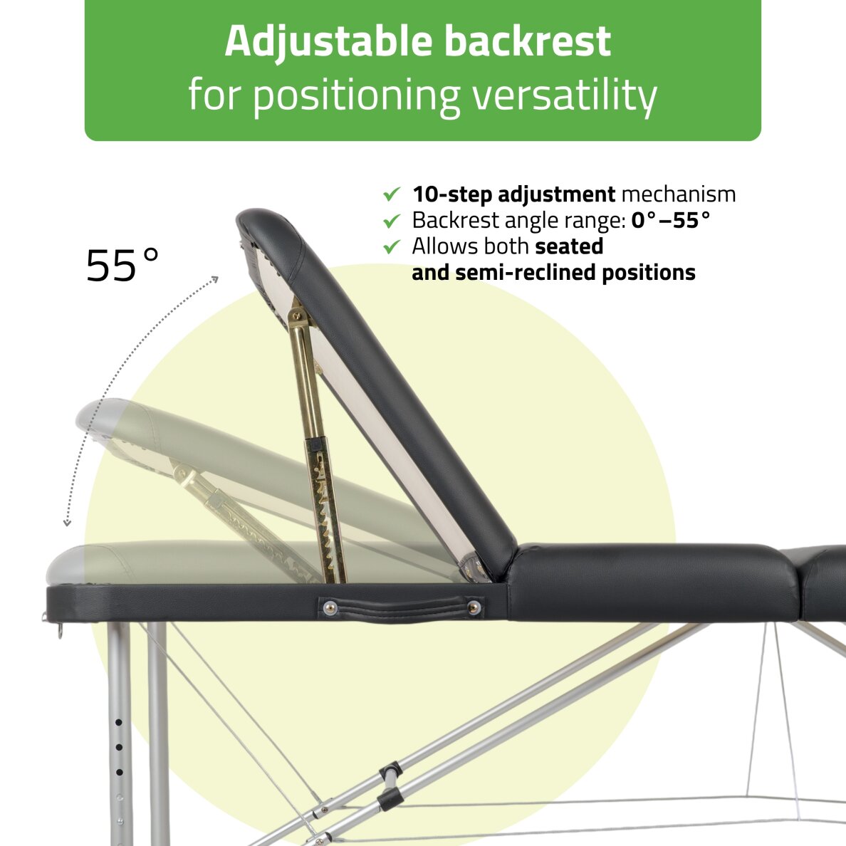 Klappbarer, tragbarer Massagetisch Adele 70 Comfy K515 Schwarz 2 Klappbarer, tragbarer Massagetisch Adele 70 Comfy K515 Schwarz 2