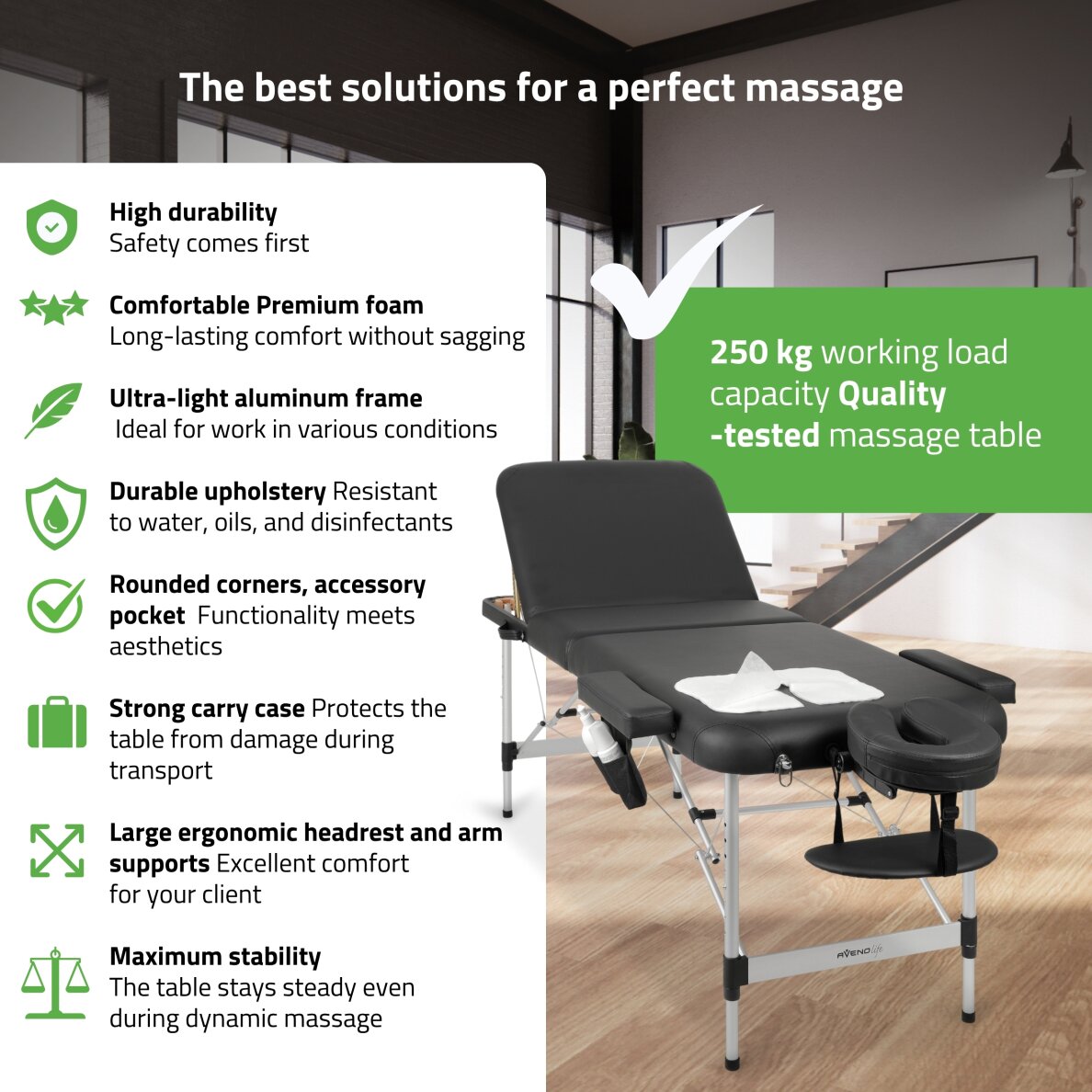 Klappbarer, tragbarer Massagetisch Adele 70 Comfy K515 Schwarz 1 Klappbarer, tragbarer Massagetisch Adele 70 Comfy K515 Schwarz 1