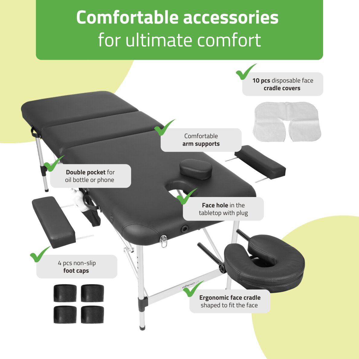 Klappbarer, tragbarer Massagetisch Adele 70 Comfy K515 Schwarz 3