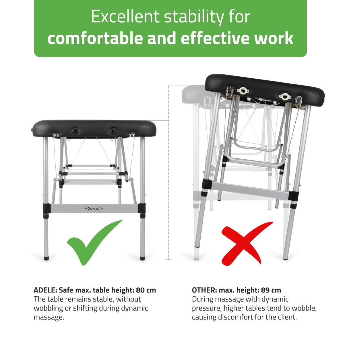 Klappbarer, tragbarer Massagetisch Adele 70 Comfy K515 Schwarz 6