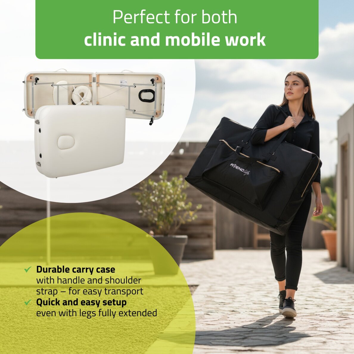 Składany przenośny stół do masażu Vera 60 Comfy K501 Biały 4 Składany przenośny stół do masażu Vera 60 Comfy K501 Biały 4