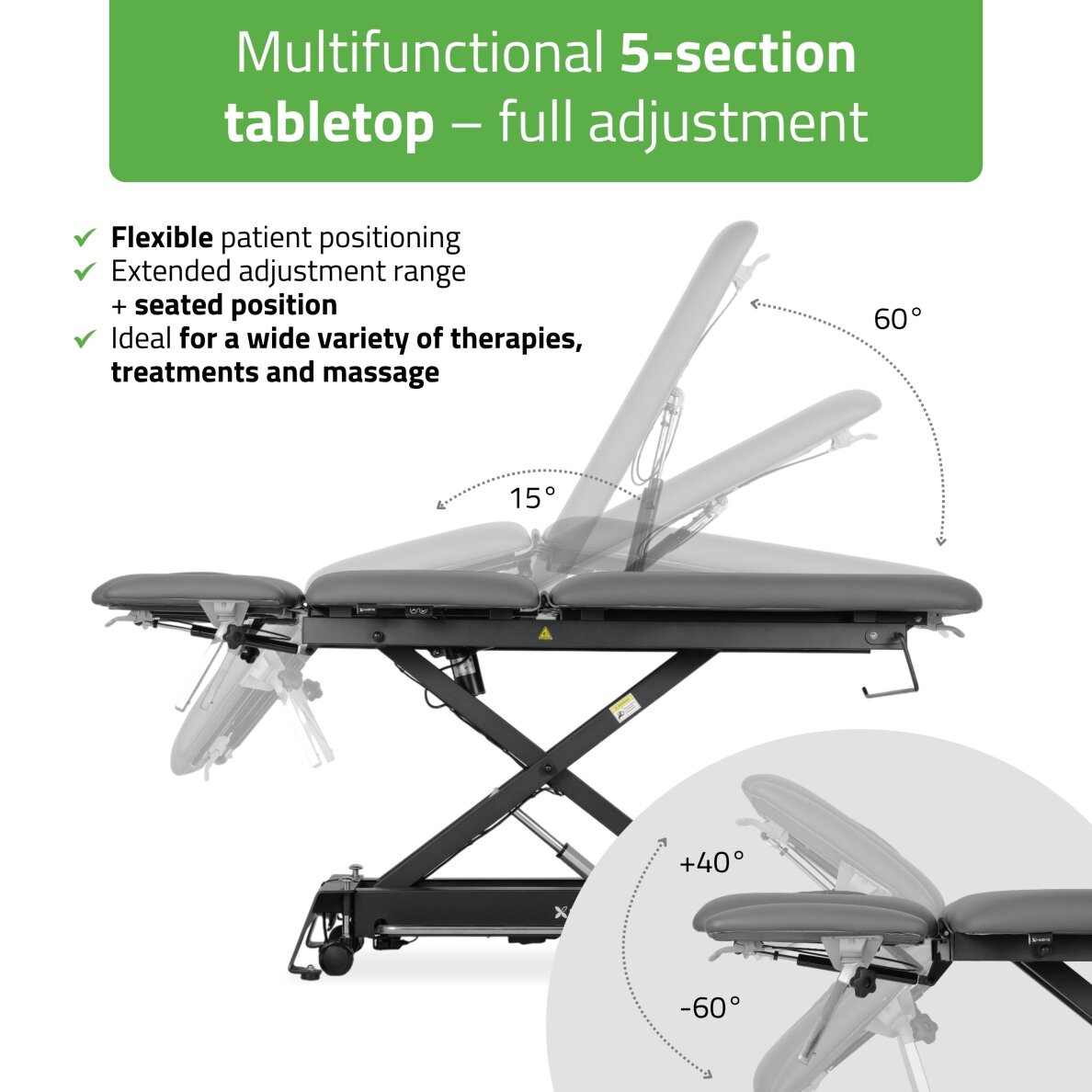 Stacionārs elektriskais masāžas galds Evero Cross X5 ERGO Gray 3 Stacionārs elektriskais masāžas galds Evero Cross X5 ERGO Gray 3