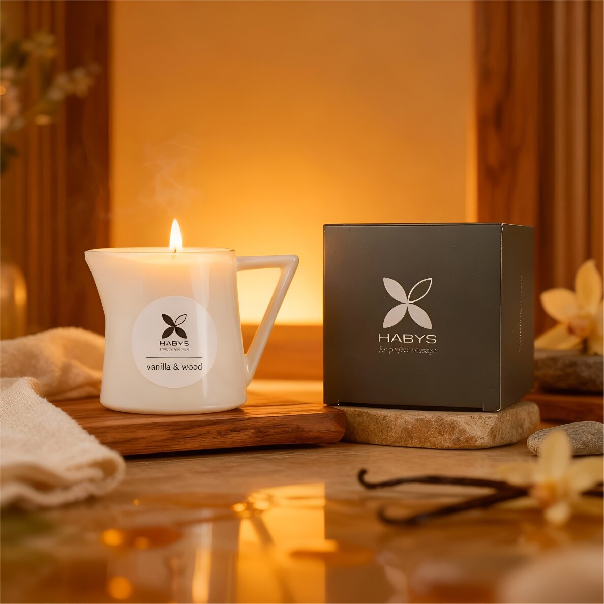 Massaažiküünal Habys vanilje ja puidu lõhnaga 110 ml 1