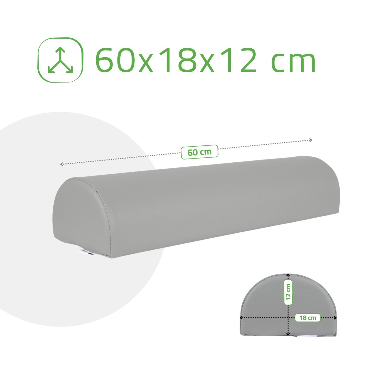 Pusloka masāžas spilvens Aveno Life K522 60x18x12 cm, pelēks 4 Pusloka masāžas spilvens Aveno Life K522 60x18x12 cm, pelēks 4