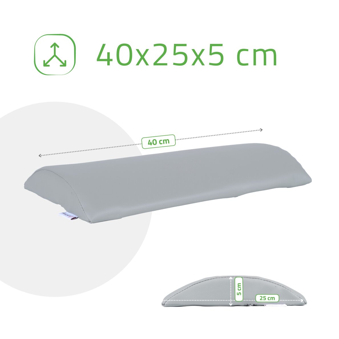 Pusapvalė juosmens masažo pagalvė Aveno Life K522 40x25x5 cm, pilka 4 Pusapvalė juosmens masažo pagalvė Aveno Life K522 40x25x5 cm, pilka 4