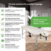 Saliekams, pārnēsājams masāžas galds Vera 60 Comfy K501, balts Saliekams, pārnēsājams masāžas galds Vera 60 Comfy K501, balts