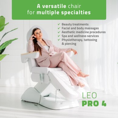 Elektriskais kosmetoloģijas krēsls Leo PRO 4 White 1