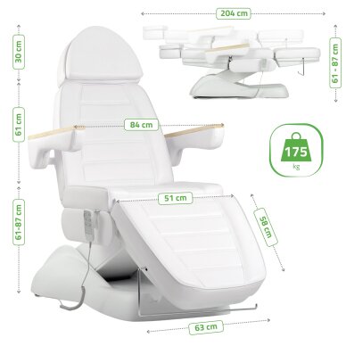Elektriskais kosmetoloģijas krēsls Leo PRO 4 White 10