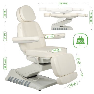 Электрическое косметологическое кресло Luxoria PRO 5 White 11 Электрическое косметологическое кресло Luxoria PRO 5 White 11