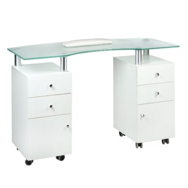 Kosmētikas galds MANICURE DESK PRO GLASS WHITE Kosmētikas galds MANICURE DESK PRO GLASS WHITE