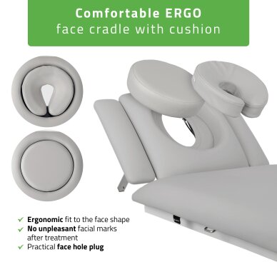 Stacionārais elektriskais masāžas galds Fortis 5 ERGO PRO K729 gaiši pelēks 4 Stacionārais elektriskais masāžas galds Fortis 5 ERGO PRO K729 gaiši pelēks 4