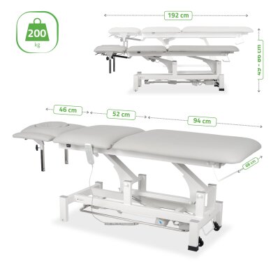 Stacionārais elektriskais masāžas galds Fortis 5 ERGO PRO K729 gaiši pelēks 9