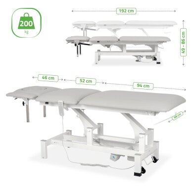 Stacionārais elektriskais masāžas galds Fortis 5 ERGO K729 gaiši pelēks 9