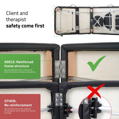 Saliekams, pārnēsājams masāžas galds Adele 60 Comfy K515 Black 9