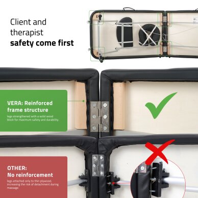 Saliekams, pārnēsājams masāžas galds Vera 60 Comfy K515 Black 7