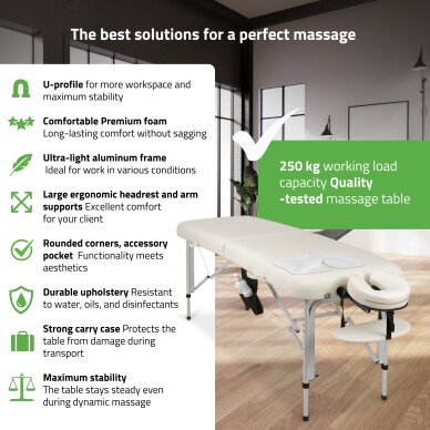 Saliekams, pārnēsājams masāžas galds Vera 60 Comfy K501, balts 1