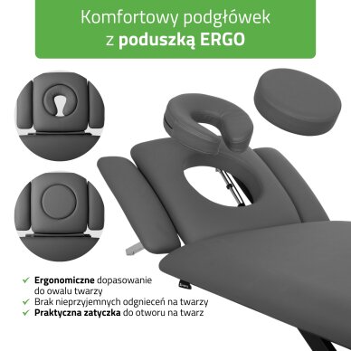 Elektrinis masažo procedūrų stalas Evero Cross X4 ERGO Grey 4