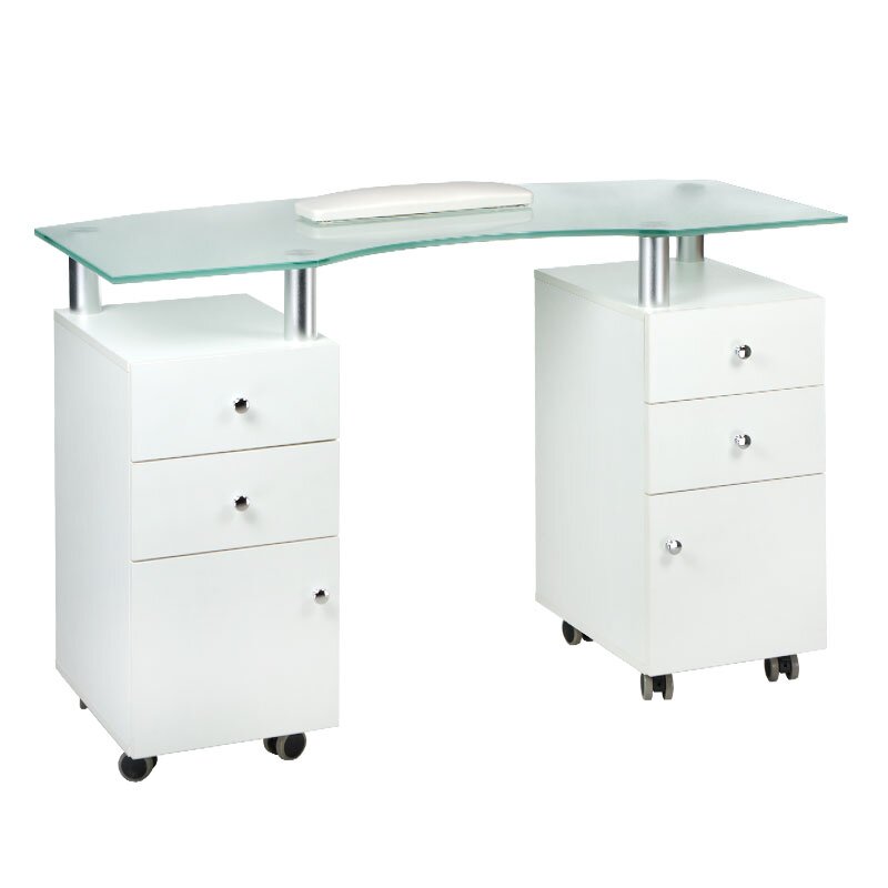 Kosmētikas galds MANICURE DESK PRO GLASS WHITE Kosmētikas galds MANICURE DESK PRO GLASS WHITE