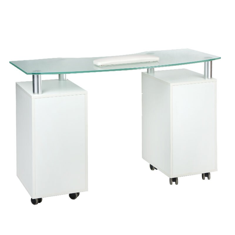 Kosmētikas galds MANICURE DESK PRO GLASS WHITE 1 Kosmētikas galds MANICURE DESK PRO GLASS WHITE 1
