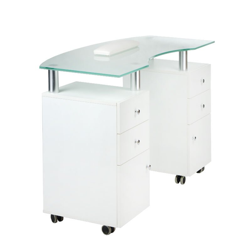 Kosmētikas galds MANICURE DESK PRO GLASS WHITE 2 Kosmētikas galds MANICURE DESK PRO GLASS WHITE 2