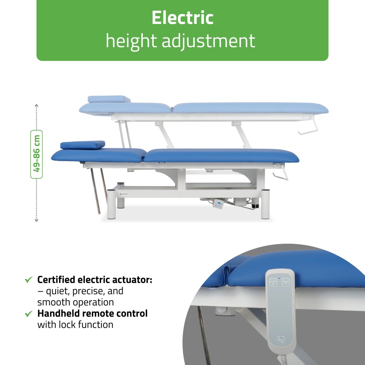 Электрический массажный стол для косметологических процедур Optima Satin Comfort K723 синего цвета. 2 Электрический массажный стол для косметологических процедур Optima Satin Comfort K723 синего цвета. 2