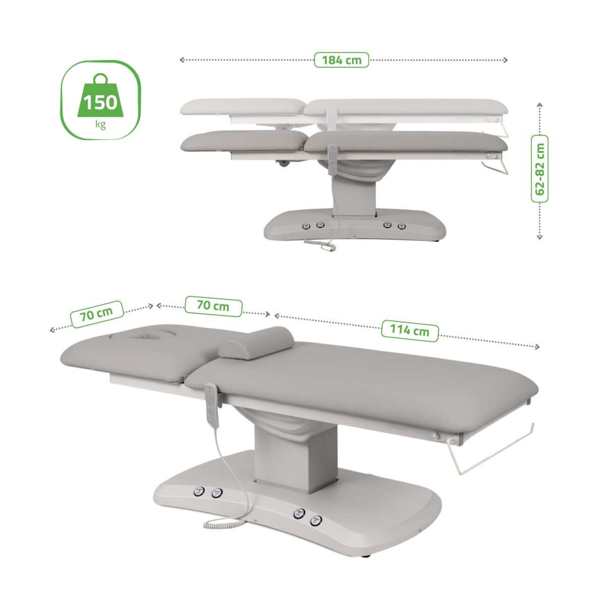 Elektrinis procedūrų gultas Estella ERGO 2 light grey 9