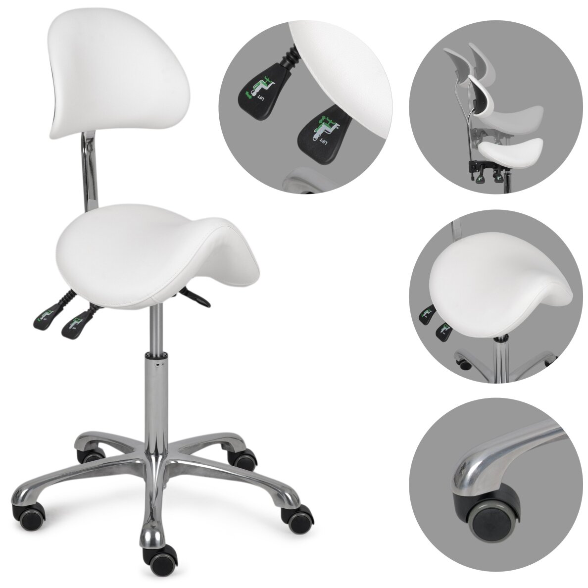 Fotel kosmetyczny z oparciem Diana So Skin K401 biały Fotel kosmetyczny z oparciem Diana So Skin K401 biały