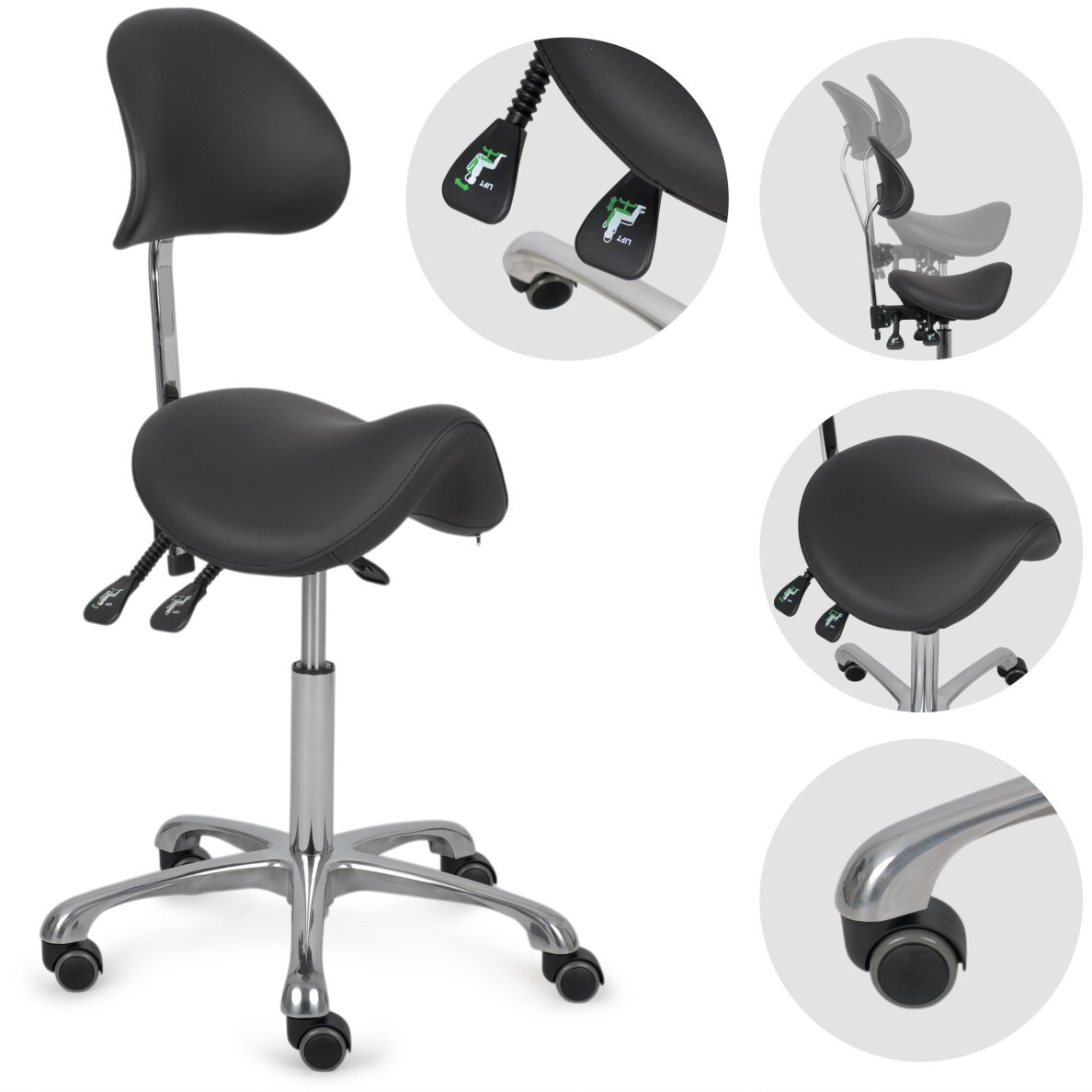 Мастерское кресло для косметолога с подголовником Diana So Skin K515, черное