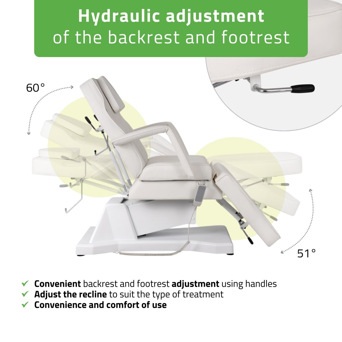 Fotel kosmetyczny elektryczny Laris Touch Core biały 2 Fotel kosmetyczny elektryczny Laris Touch Core biały 2