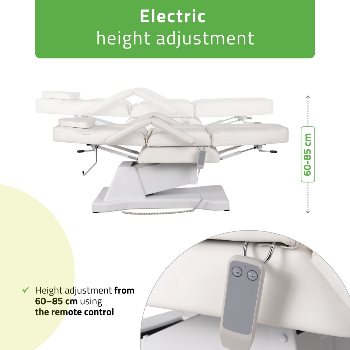Fotel kosmetyczny elektryczny Laris Touch Core biały 3 Fotel kosmetyczny elektryczny Laris Touch Core biały 3