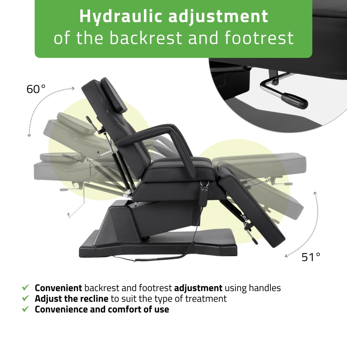 Elektryczny fotel kosmetyczny Laris Touch Core czarny 2
