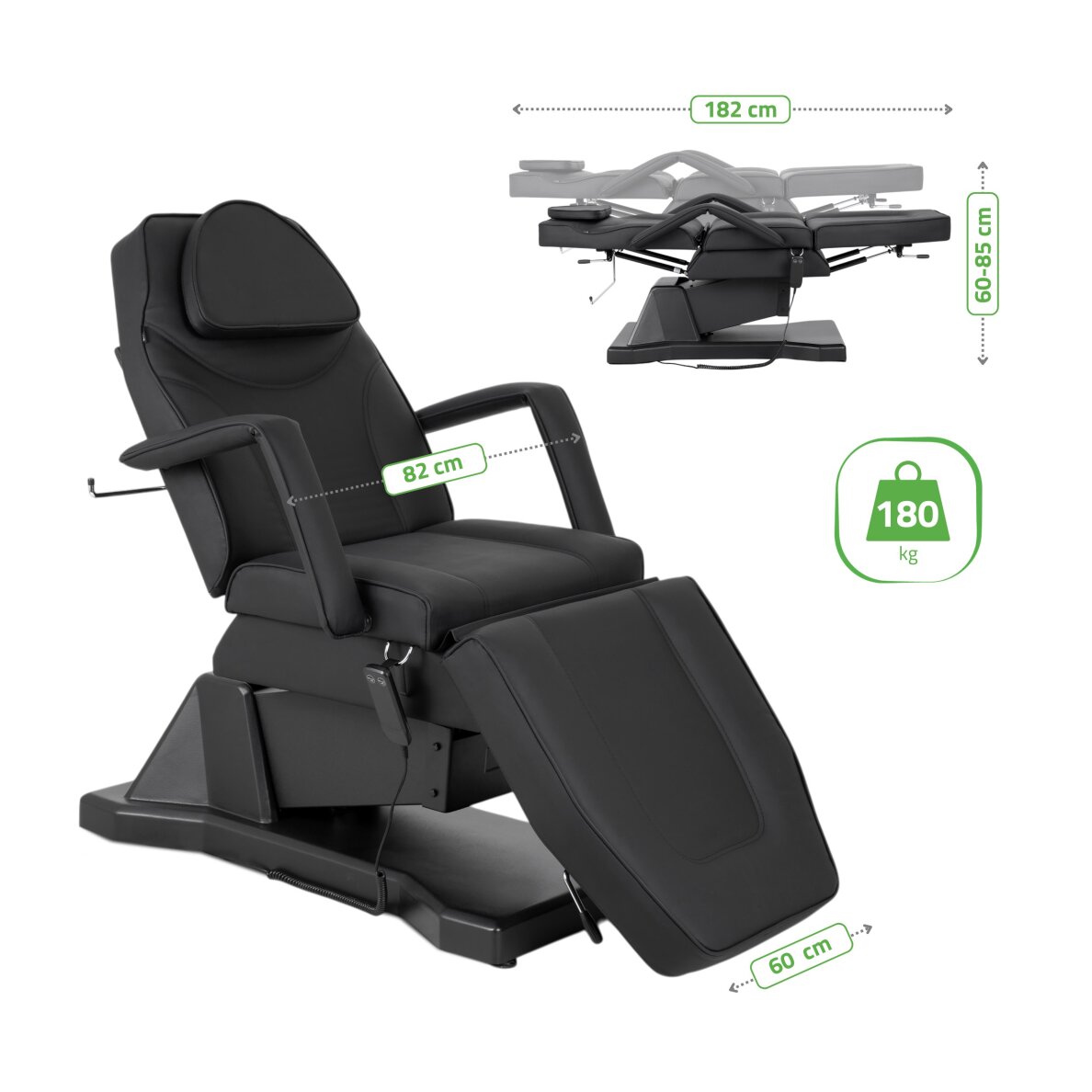 Elektryczny fotel kosmetyczny Laris Touch Core czarny 8