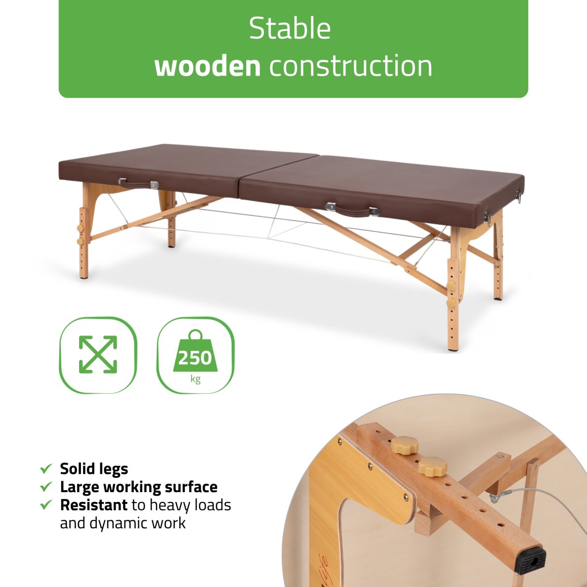 Klappbarer Thai-Massagetisch Niro 80 braun 3 Klappbarer Thai-Massagetisch Niro 80 braun 3