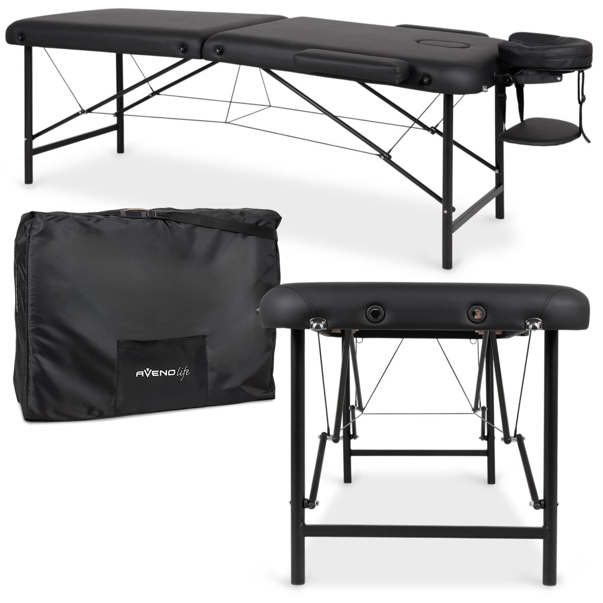 Klappbare Massageliege Rico 70 cm mit Komfortfuß, schwarz Klappbare Massageliege Rico 70 cm mit Komfortfuß, schwarz
