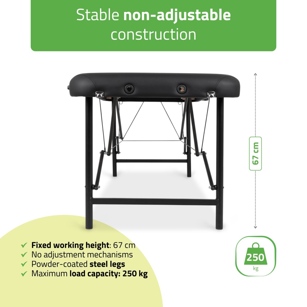 Klappbare Massageliege Rico 70 cm mit Komfortfuß, schwarz 2