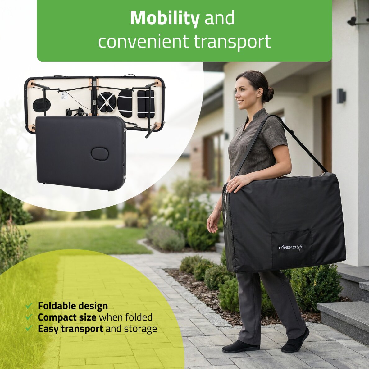 Klappbare Massageliege Rico 70 cm mit Komfortfuß, schwarz 5 Klappbare Massageliege Rico 70 cm mit Komfortfuß, schwarz 5